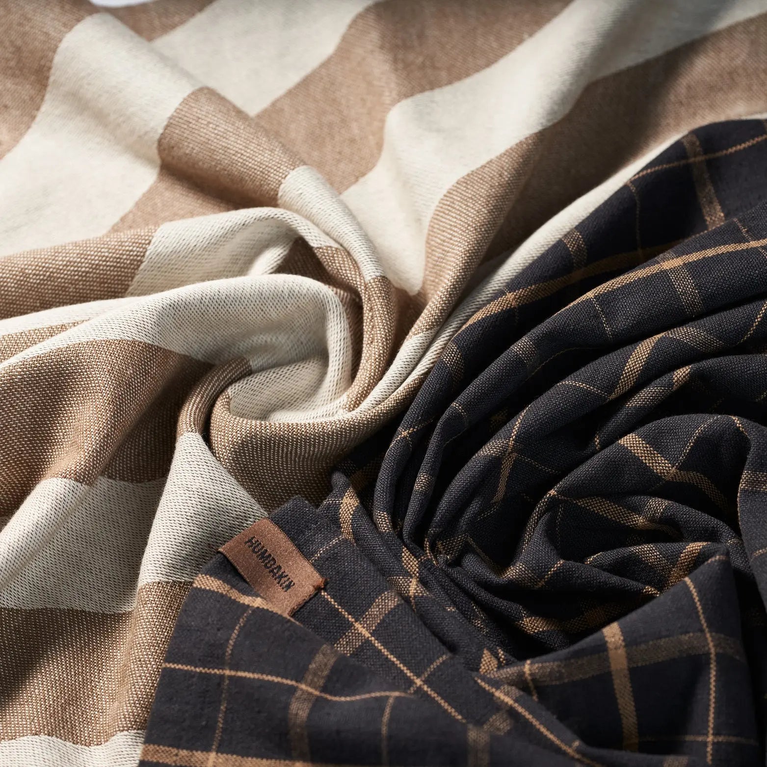 HUMDAKIN Viskestykker i genanvendt bomuld - 2 stk Organic Textiles 204 Brown Plaid